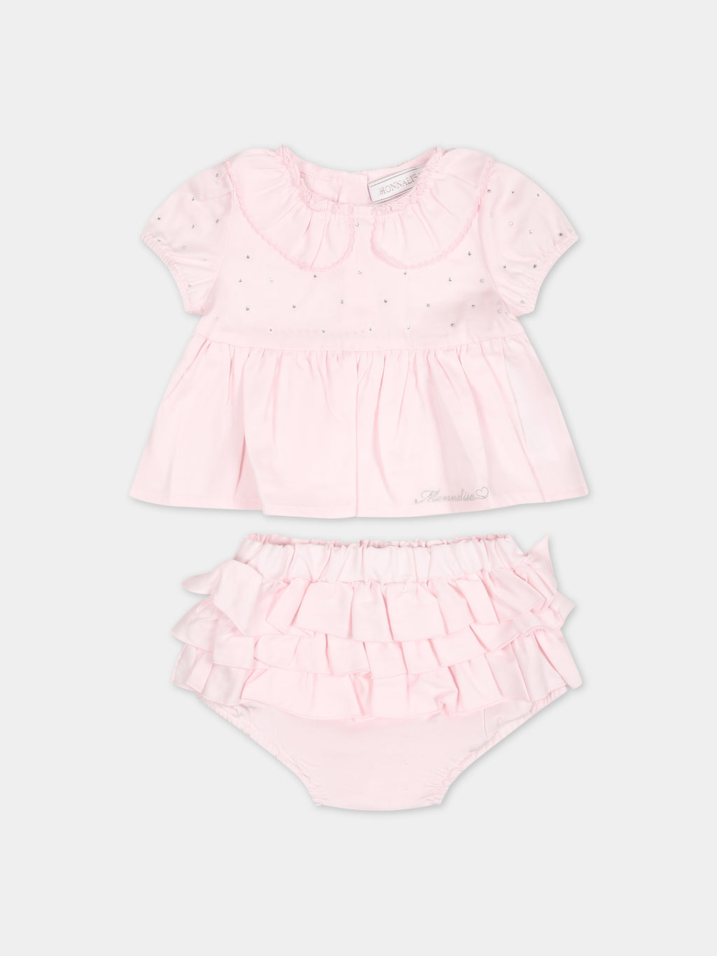 Pink dress for baby girl with rhinestones